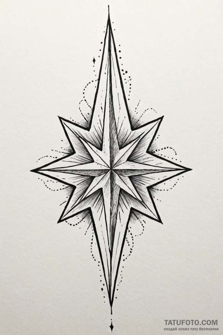 Tattoo sketch a strong, clear star acting as... - эскиз тату (№1750891619_0, 25.06.2025 22:46) — Tatufoto.com