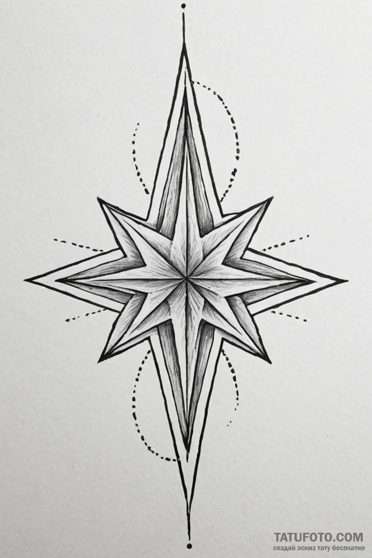 Tattoo sketch a strong, clear star acting as... - эскиз тату (№1750891619_1, 25.06.2025 22:46) — Tatufoto.com