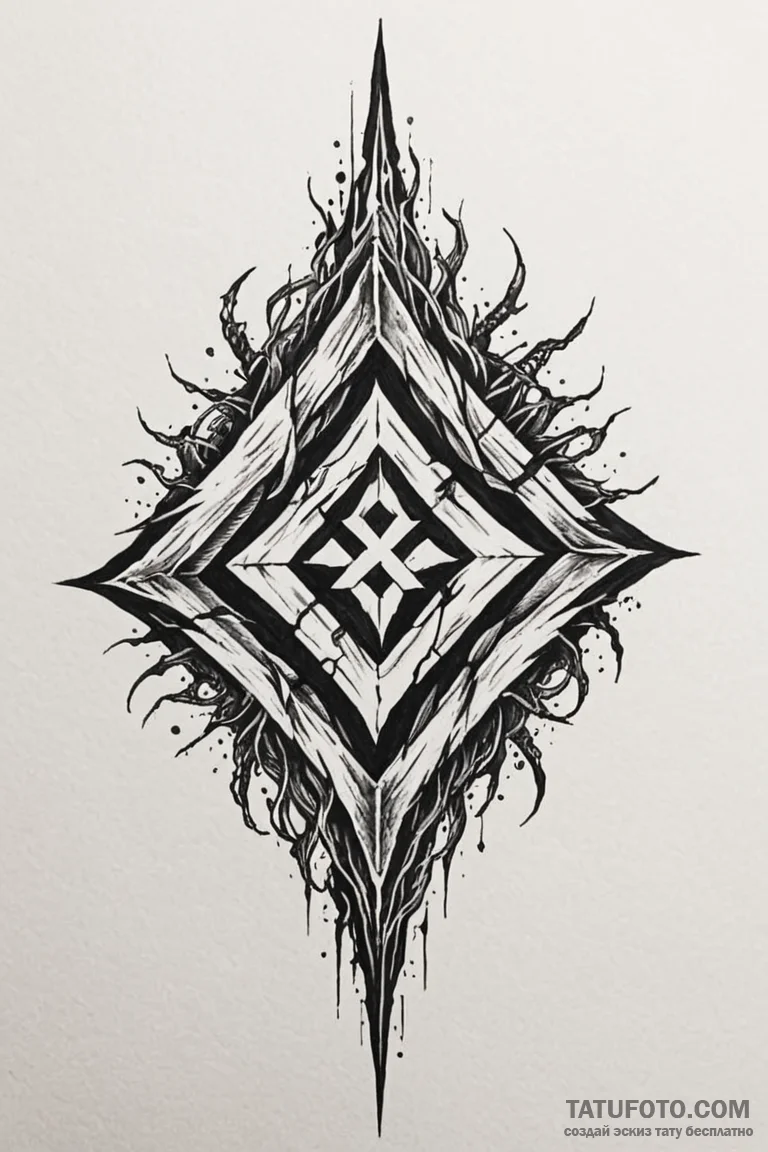 61. tattoo sketch: the rune "chernobog," rend... - эскиз тату (№1750891685_0, 25.06.2025 22:48) — Tatufoto.com