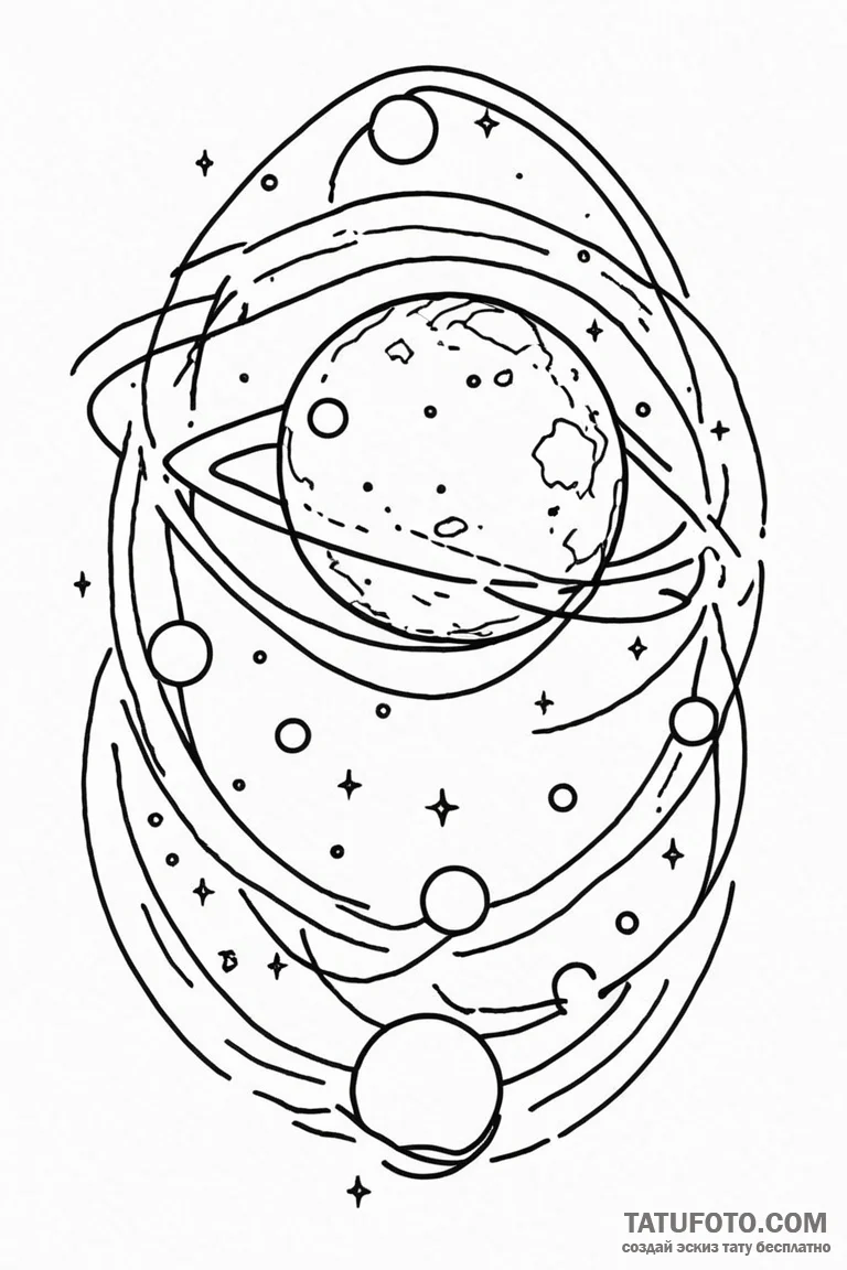 Tattoo design a celestial body (planet) with... - эскиз тату (№1750893409_1, 25.06.2025 23:16) — Tatufoto.com