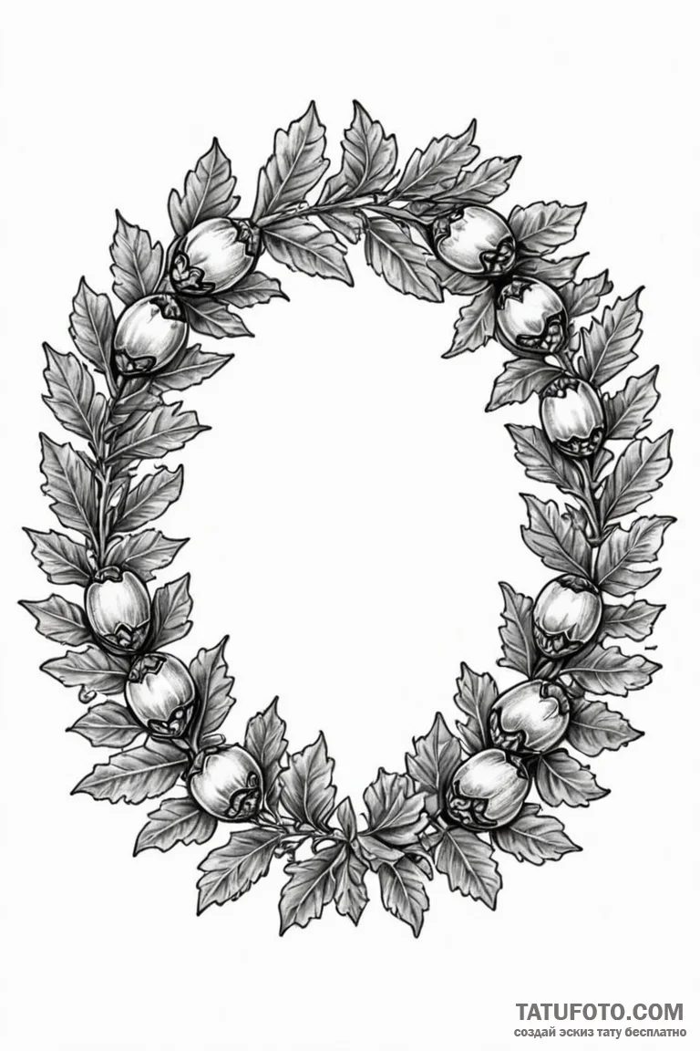 Tattoo design a strong, protective wreath mad... - эскиз тату (№1750893545_0, 25.06.2025 23:19) — Tatufoto.com