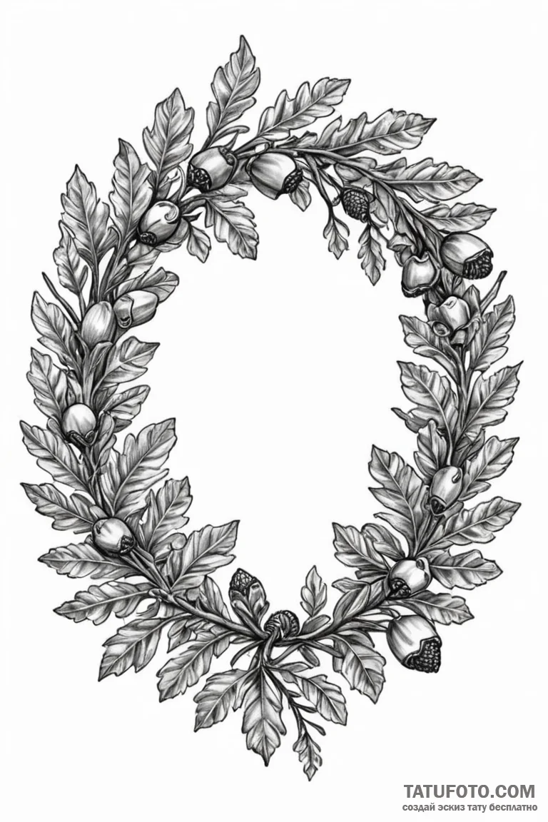 Tattoo design a strong, protective wreath mad... - эскиз тату (№1750893545_1, 25.06.2025 23:19) — Tatufoto.com