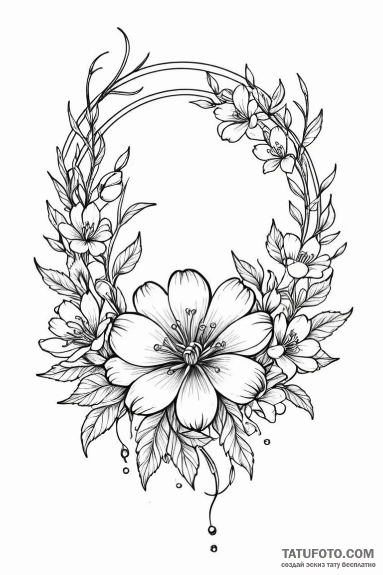 Tattoo design a zodiac flower (e.g., honeysuc... - эскиз тату (№1750894223_0, 25.06.2025 23:30) — Tatufoto.com