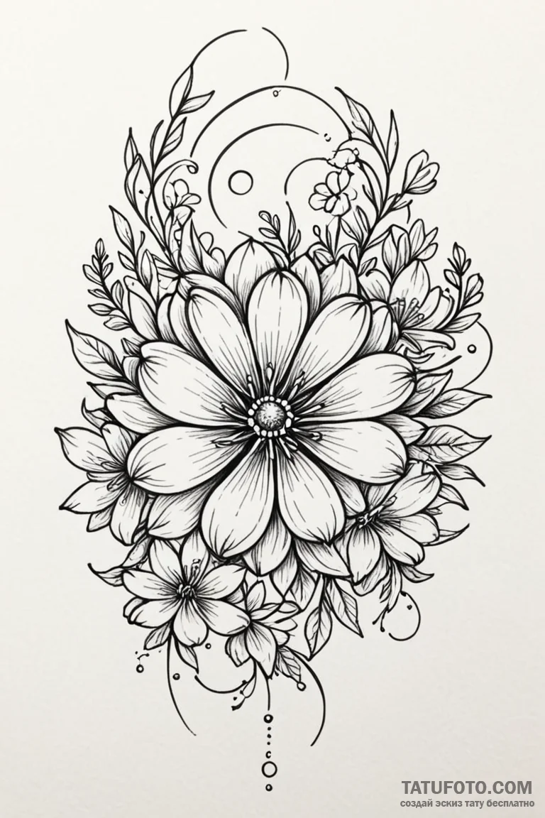 Tattoo design a zodiac flower (e.g., honeysuc... - эскиз тату (№1750894223_1, 25.06.2025 23:30) — Tatufoto.com