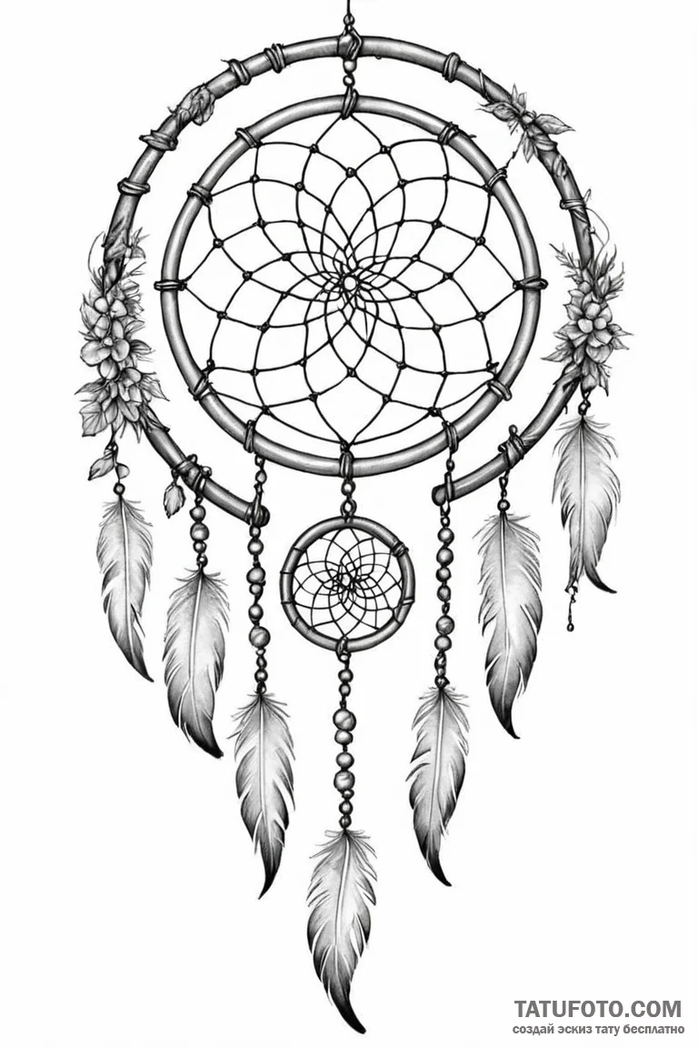 Tattoo design a dreamcatcher with a misty, et... - эскиз тату (№1750895355_0, 25.06.2025 23:49) — Tatufoto.com