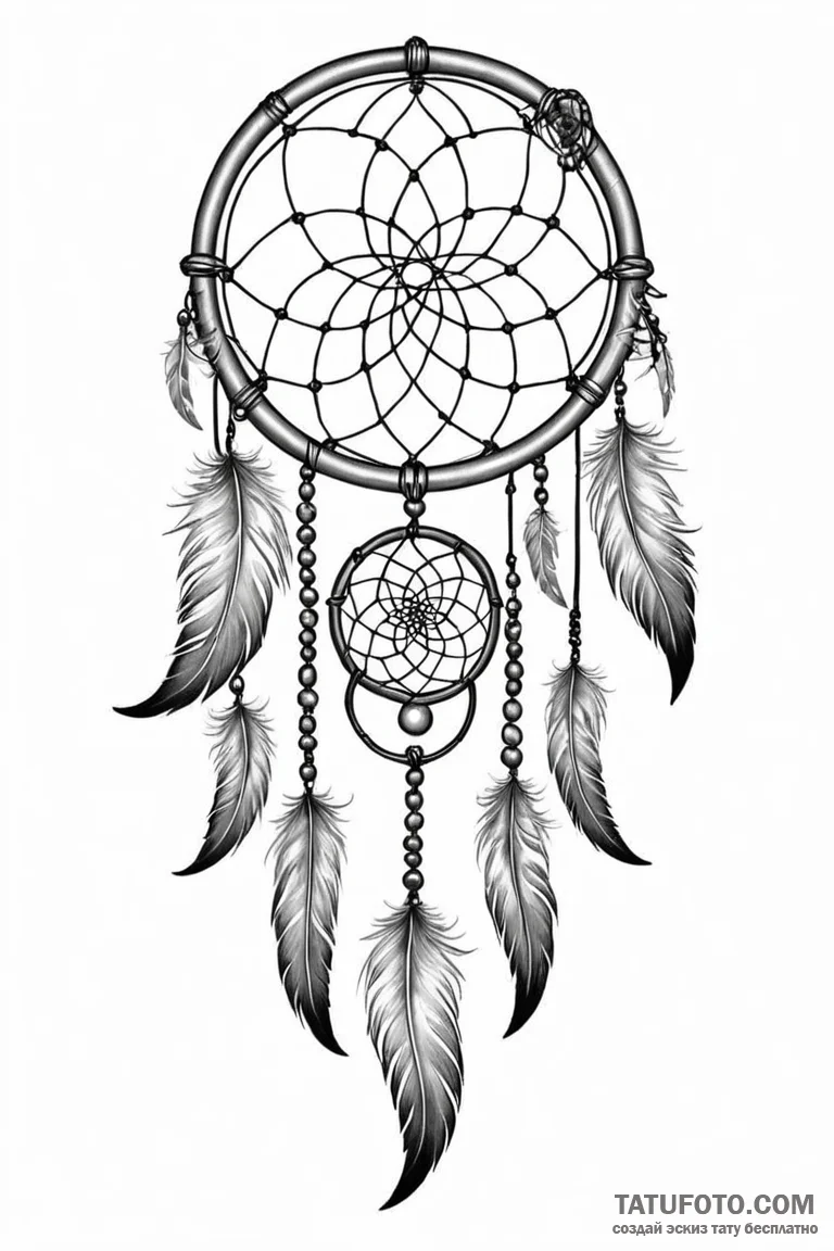 Tattoo design a dreamcatcher with a misty, et... - эскиз тату (№1750895355_1, 25.06.2025 23:49) — Tatufoto.com