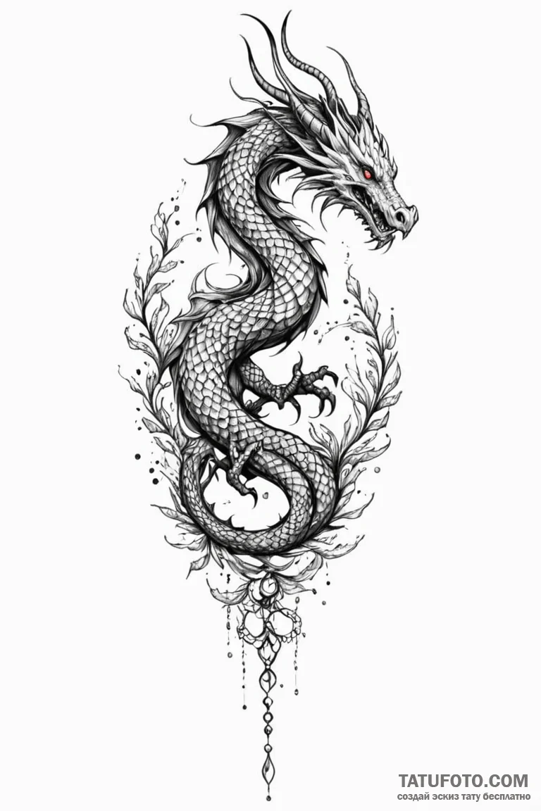 Tattoo sketch a stylized dragon scale pattern... - эскиз тату (№1750897803_1, 26.06.2025 00:30) — Tatufoto.com
