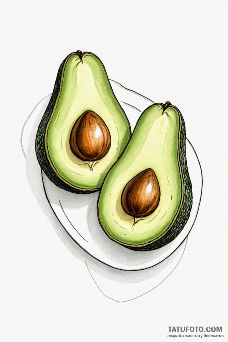 Tattoo sketch 'avocado' on one, 'toast' on th... - эскиз тату (№1750898061_1, 26.06.2025 00:34) — Tatufoto.com