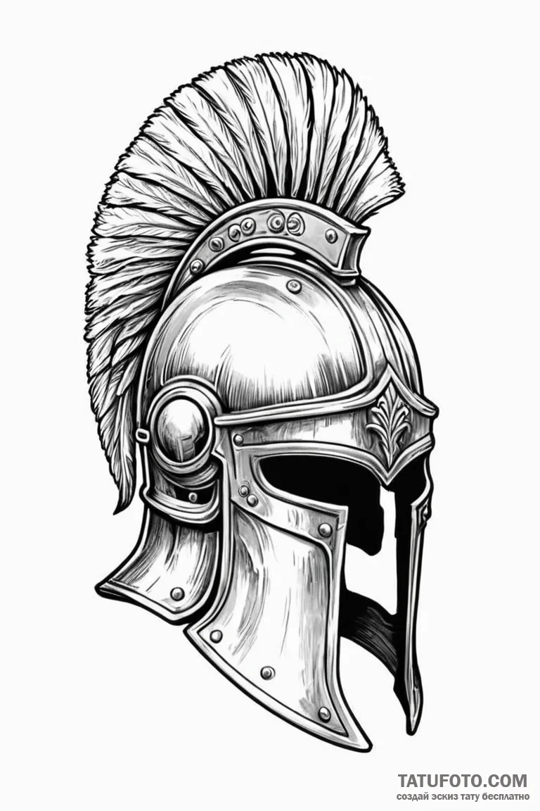 Tattoo sketch a roman centurion's helmet, sym... - эскиз тату (№1750898695_0, 26.06.2025 00:44) — Tatufoto.com