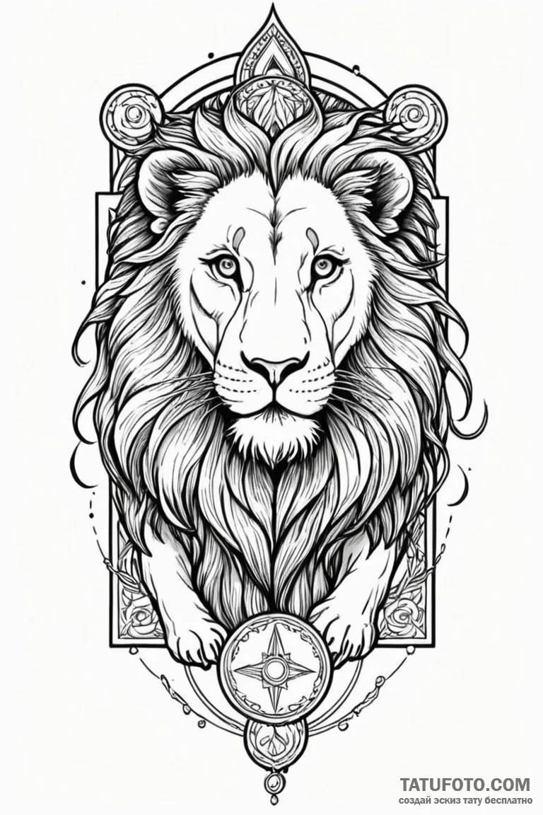 Tattoo sketch a leo lion with the "strength"... - эскиз тату (№1750899570_0, 26.06.2025 00:59) — Tatufoto.com