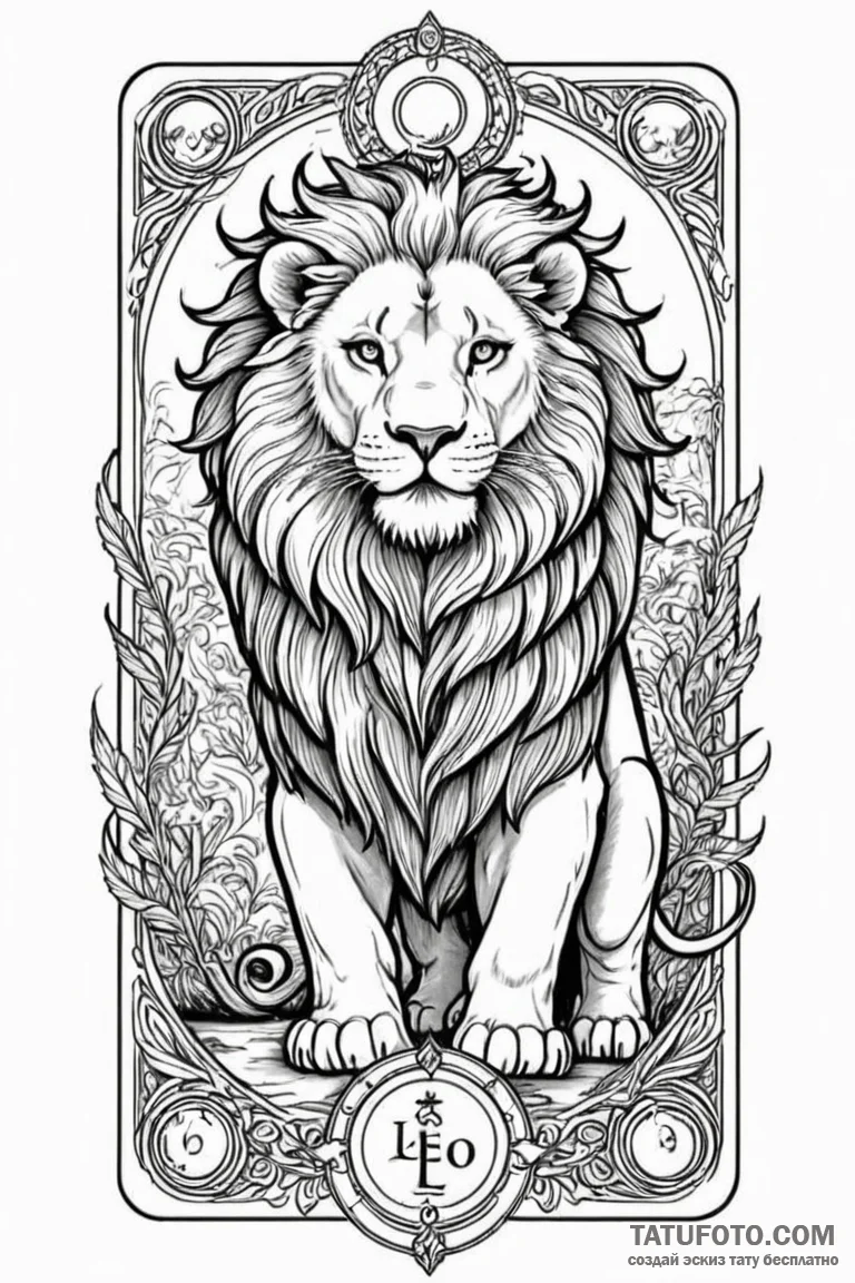 Tattoo sketch a leo lion with the "strength"... - эскиз тату (№1750899570_1, 26.06.2025 00:59) — Tatufoto.com