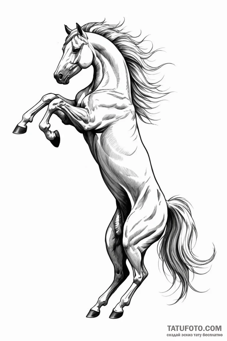 Tattoo sketch a proud stallion, rearing up, s... - эскиз тату (№1750899656_1, 26.06.2025 01:00) — Tatufoto.com