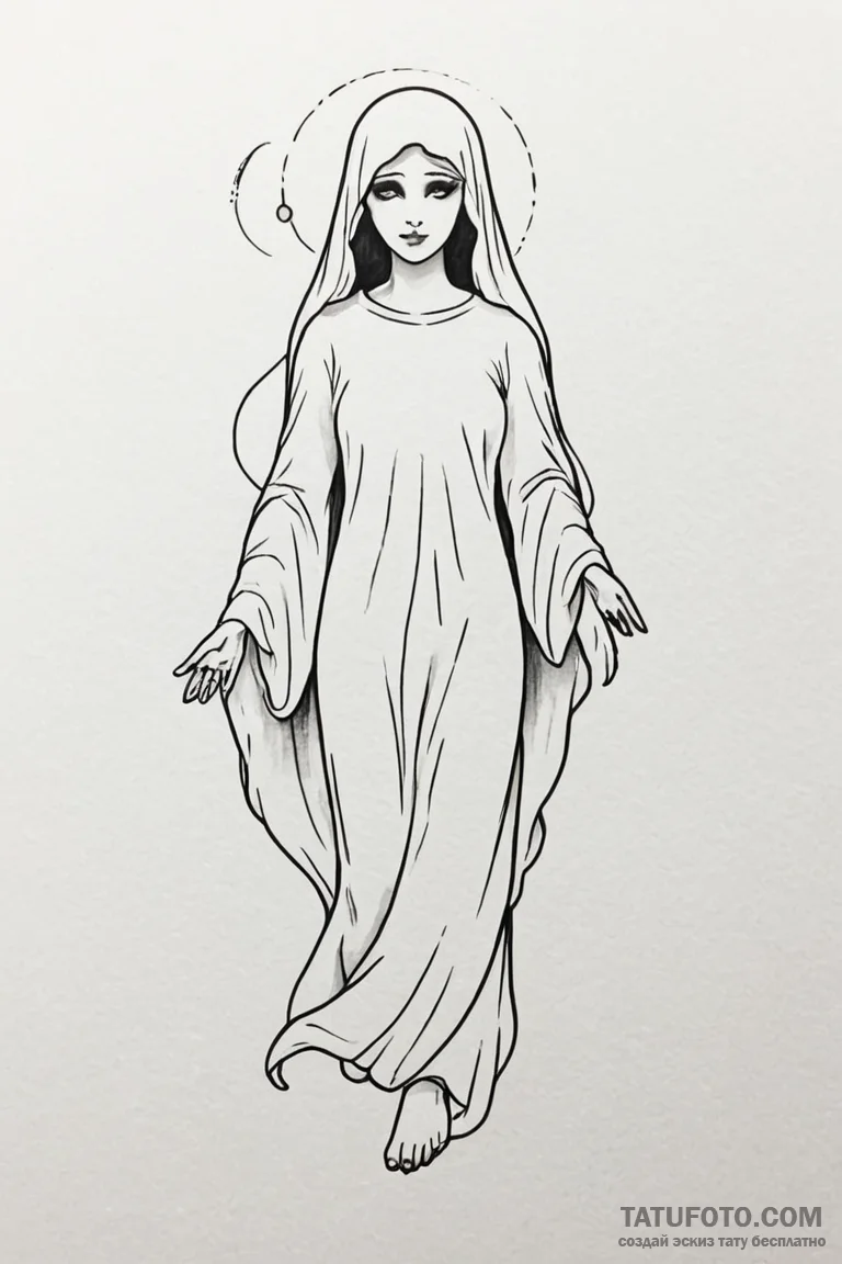 Tattoo sketch a subtle 'ghost' outline of a l... - эскиз тату (№1750900575_1, 26.06.2025 01:16) — Tatufoto.com