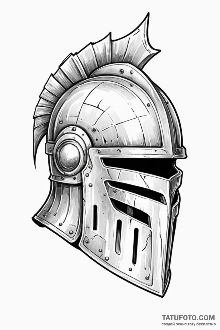 Tattoo design a knight's helmet with a subtle... - эскиз тату (№1750900649_0, 26.06.2025 01:17) — Tatufoto.com