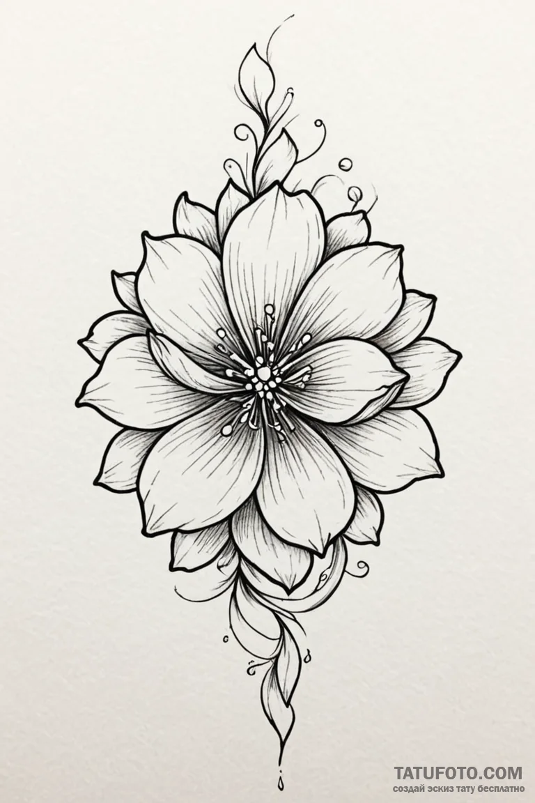 Tattoo design a flower whose petals are minia... - эскиз тату (№1750901511_1, 26.06.2025 01:31) — Tatufoto.com