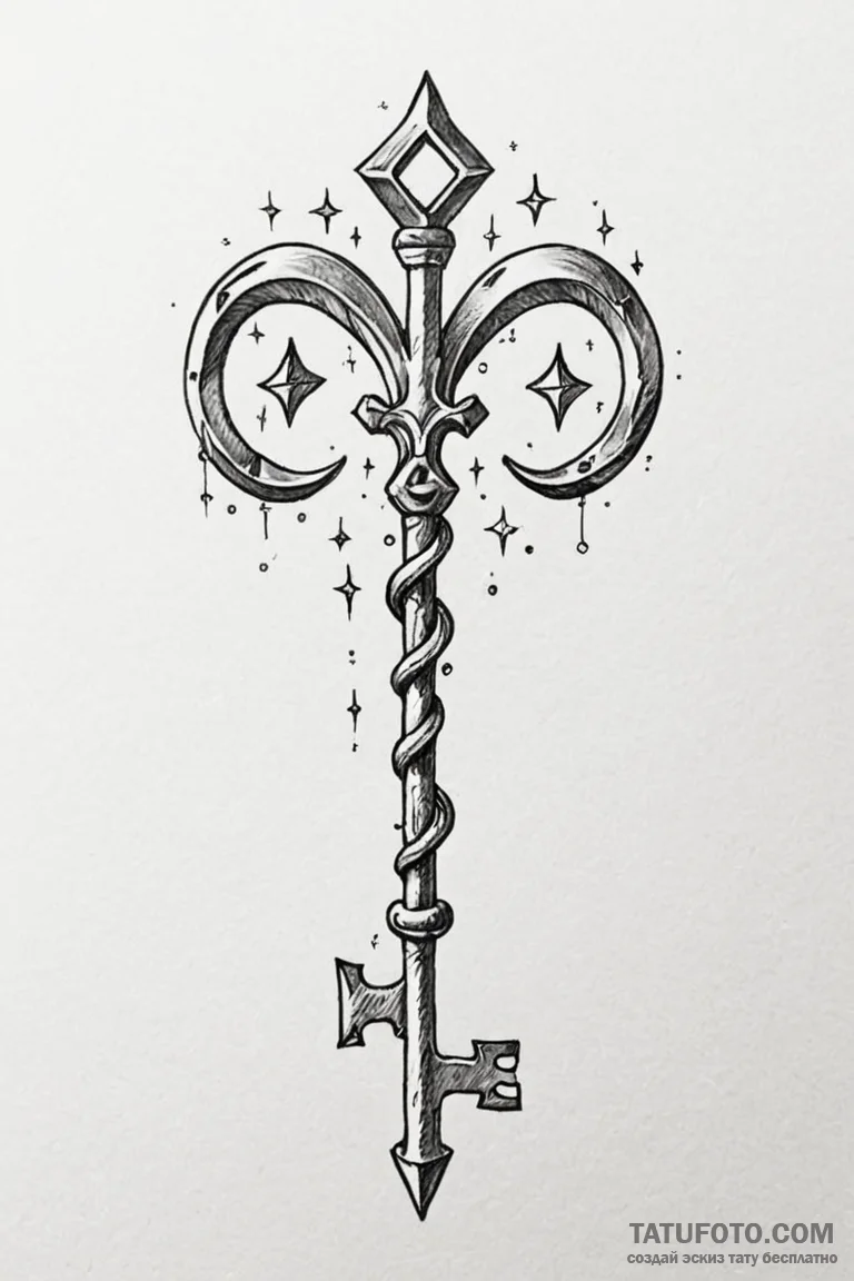 Tattoo sketch a zodiac symbol with a tiny, gl... - эскиз тату (№1750903136_0, 26.06.2025 01:58) — Tatufoto.com