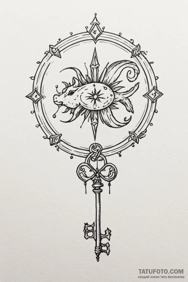 Tattoo sketch a zodiac symbol with a tiny, gl... - эскиз тату (№1750903136_1, 26.06.2025 01:58) — Tatufoto.com