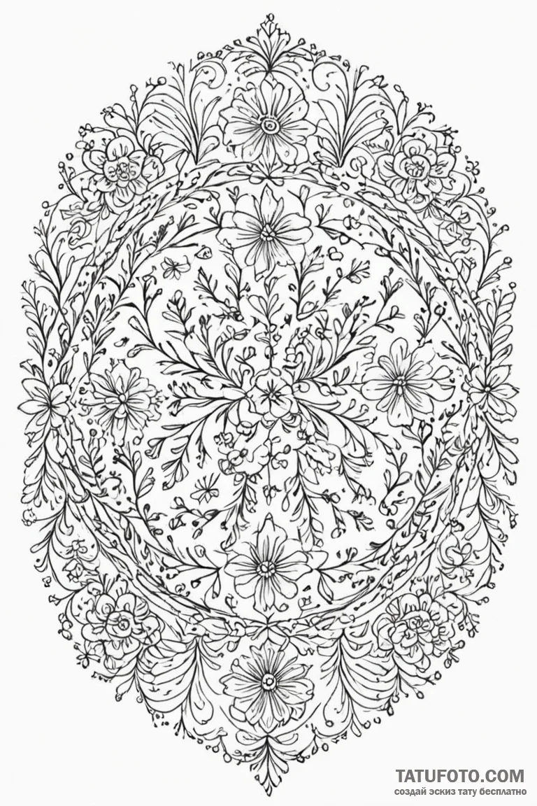 Tattoo design: a circular or mandalic arrange... - эскиз тату (№1750903276_0, 26.06.2025 02:01) — Tatufoto.com