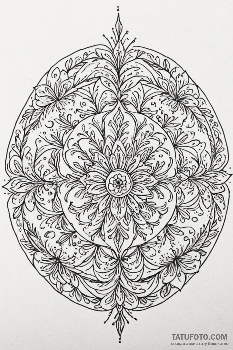 Tattoo design: a circular or mandalic arrange... - эскиз тату (№1750903276_1, 26.06.2025 02:01) — Tatufoto.com