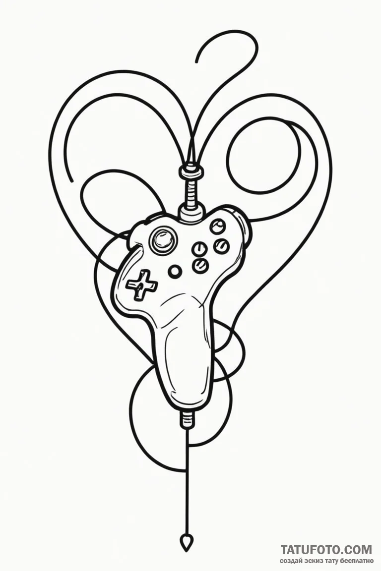 Tattoo sketch a minimalist joystick with an a... - эскиз тату (№1750907837_0, 26.06.2025 03:17) — Tatufoto.com