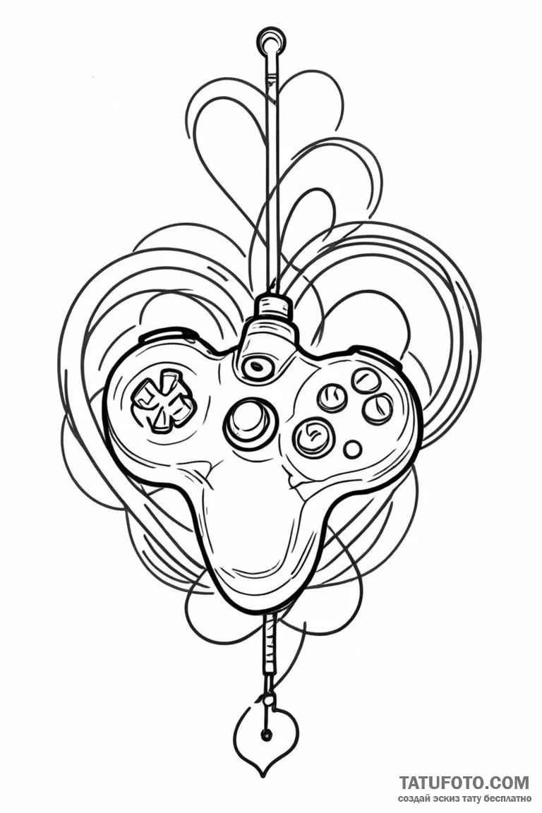 Tattoo sketch a minimalist joystick with an a... - эскиз тату (№1750907837_1, 26.06.2025 03:17) — Tatufoto.com