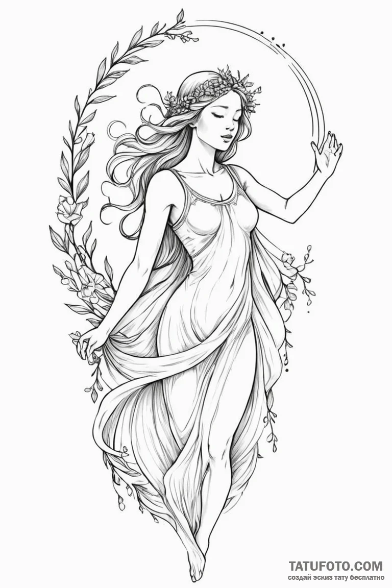 Tattoo design a virgo maiden, depicted in a d... - эскиз тату (№1750908689_1, 26.06.2025 03:31) — Tatufoto.com