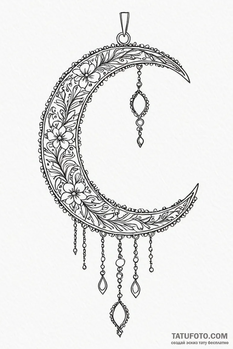 Tattoo sketch: an elegant lunitsa (crescent m... - эскиз тату (№1750909540_1, 26.06.2025 03:45) — Tatufoto.com