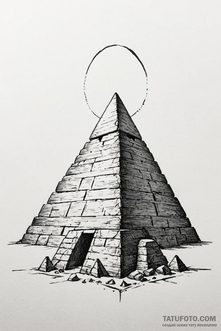 Tattoo sketch a solid, ancient pyramid, for e... - эскиз тату (№1750910681_0, 26.06.2025 04:04) — Tatufoto.com