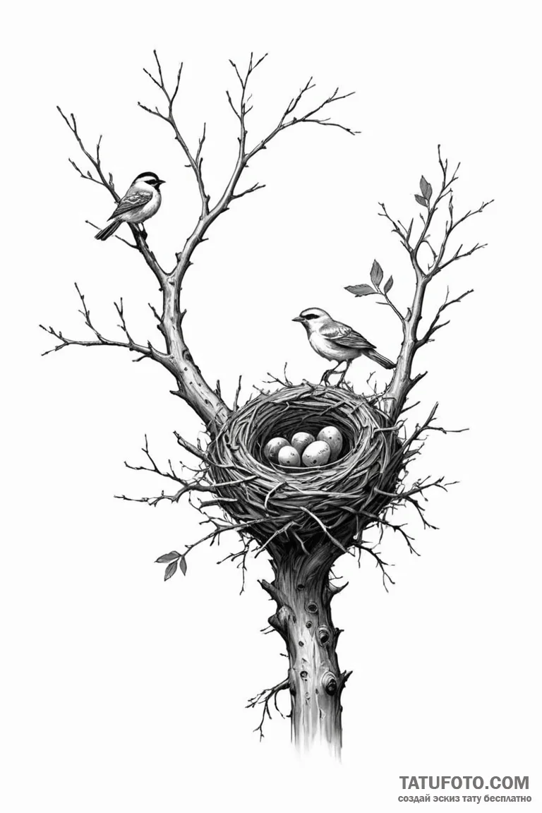 Tattoo design a tree branch with two birds' n... - эскиз тату (№1750911429_0, 26.06.2025 04:17) — Tatufoto.com