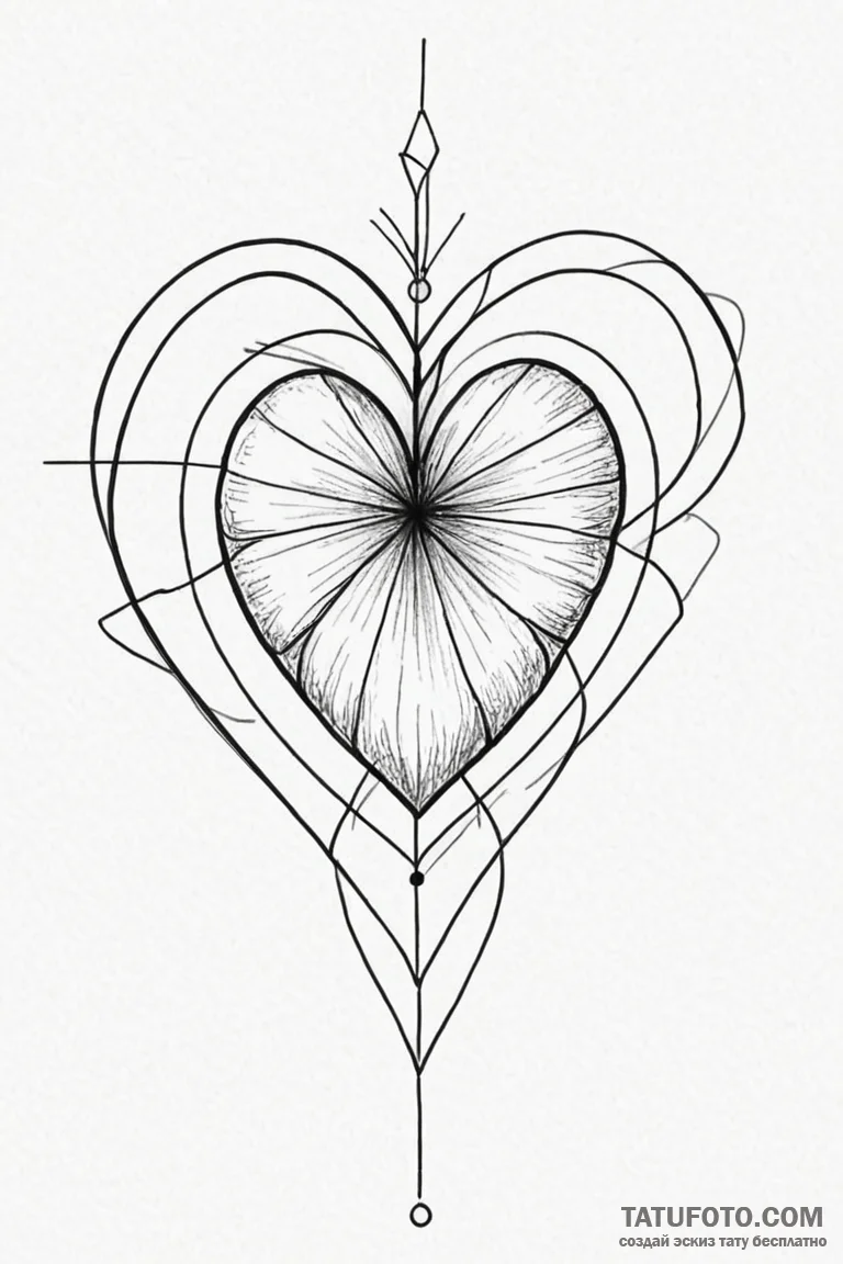 Tattoo sketch a delicate geometric heart, com... - эскиз тату (№1750911496_0, 26.06.2025 04:18) — Tatufoto.com