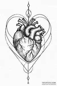 Tattoo sketch a delicate geometric heart, com... - эскиз тату (№1750911496_1, 26.06.2025 04:18) — Tatufoto.com