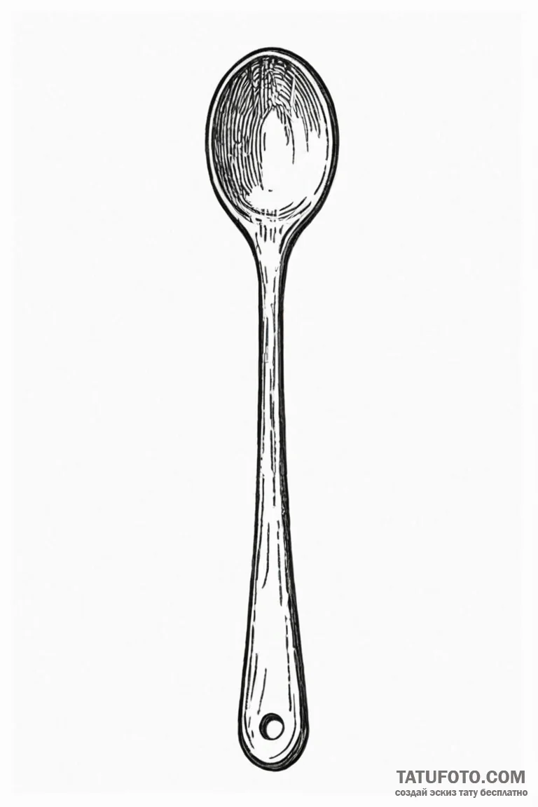 Tattoo sketch a small, rustic wooden spoon or... - эскиз тату (№1750913173_0, 26.06.2025 04:46) — Tatufoto.com