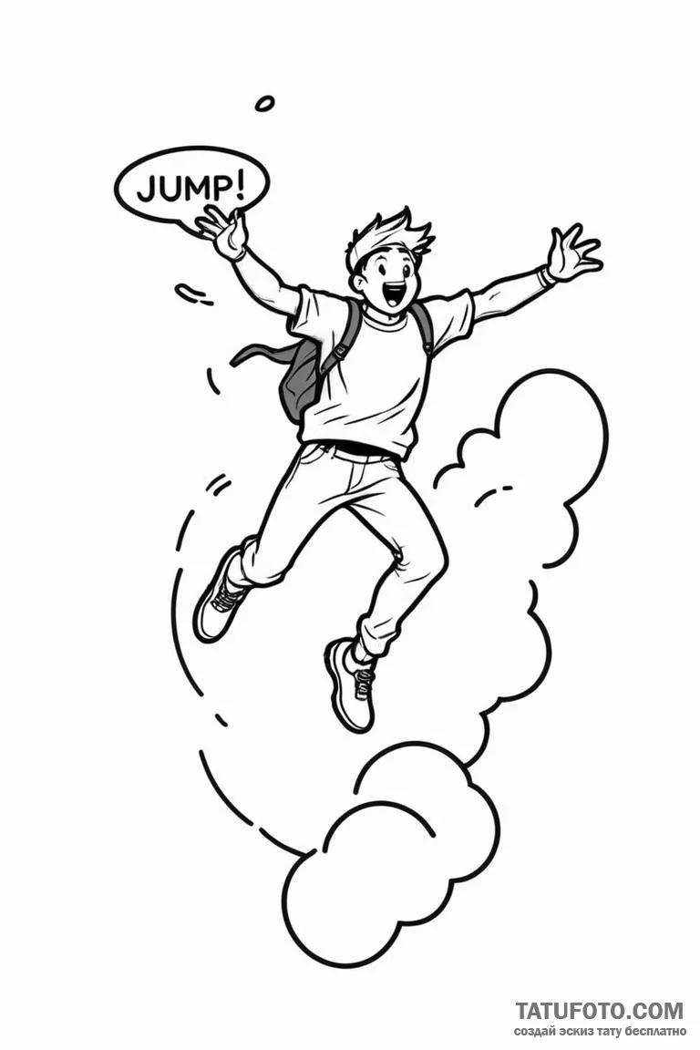 Tattoo sketch a pixel art character jumping o... - эскиз тату (№1750913240_0, 26.06.2025 04:47) — Tatufoto.com