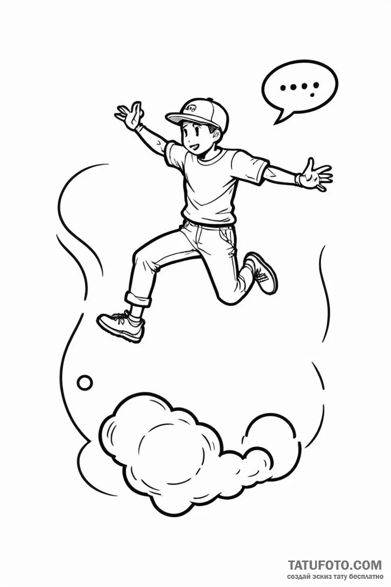 Tattoo sketch a pixel art character jumping o... - эскиз тату (№1750913240_1, 26.06.2025 04:47) — Tatufoto.com