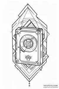 Tattoo sketch a floppy disk transforming into... - эскиз тату (№1750915207_0, 26.06.2025 05:20) — Tatufoto.com