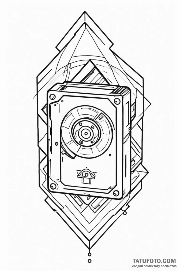 Tattoo sketch a floppy disk transforming into... - эскиз тату (№1750915207_0, 26.06.2025 05:20) — Tatufoto.com