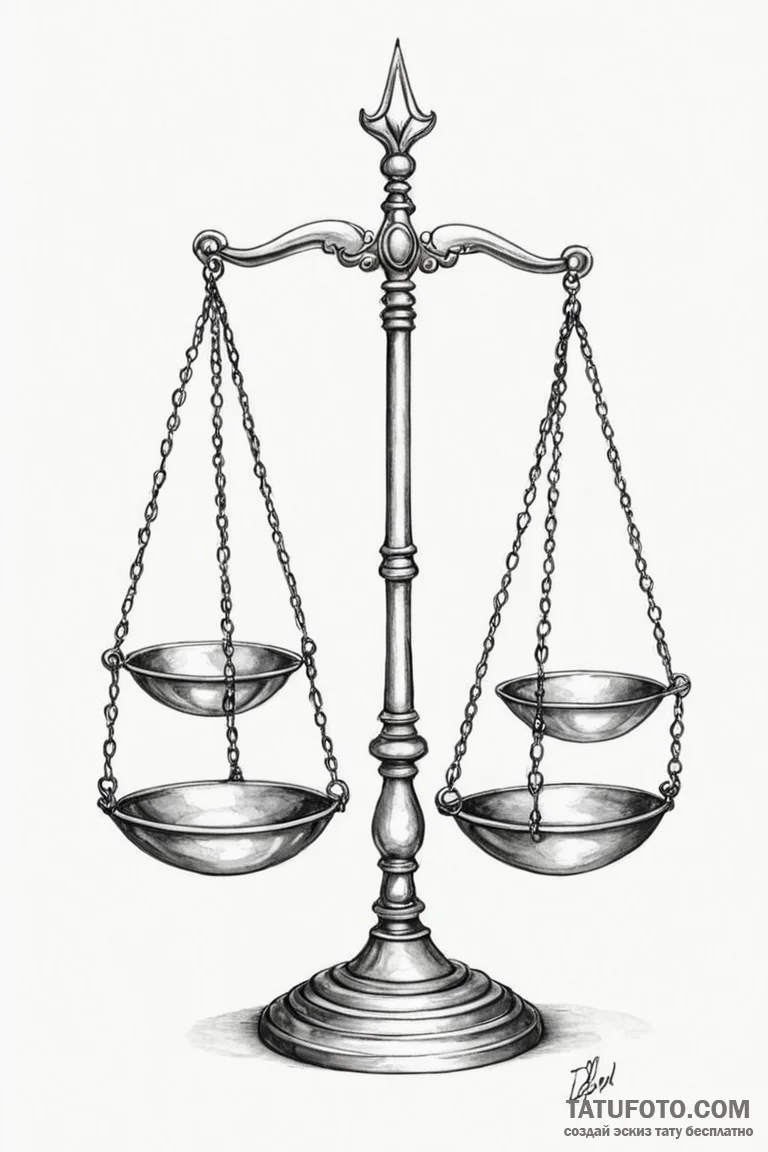 Tattoo sketch libra's scales formed by the ba... - эскиз тату (№1750915892_1, 26.06.2025 05:31) — Tatufoto.com