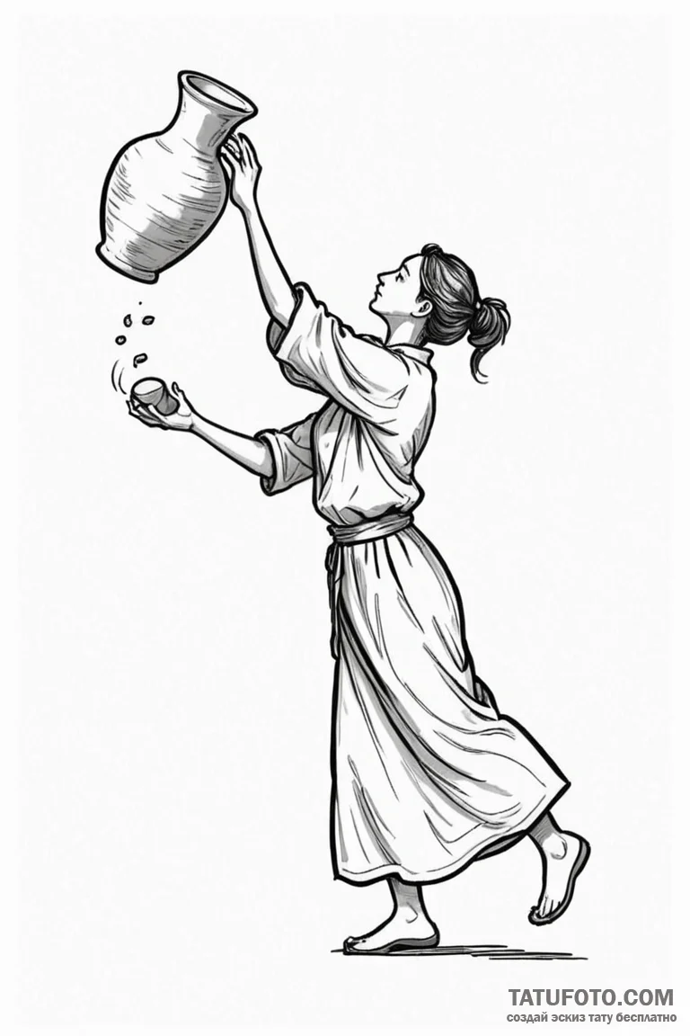 A person throwing a pottery vase on a wheel. - эскиз тату (№1750915959_0, 26.06.2025 05:32) — Tatufoto.com
