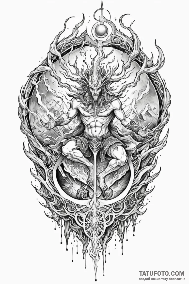 Tattoo design: a depiction of the creation of... - эскиз тату (№1750916781_1, 26.06.2025 05:46) — Tatufoto.com