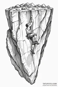 A rock climber hanging from a sheer cliff fac... - эскиз тату (№1750916987_0, 26.06.2025 05:49) — Tatufoto.com