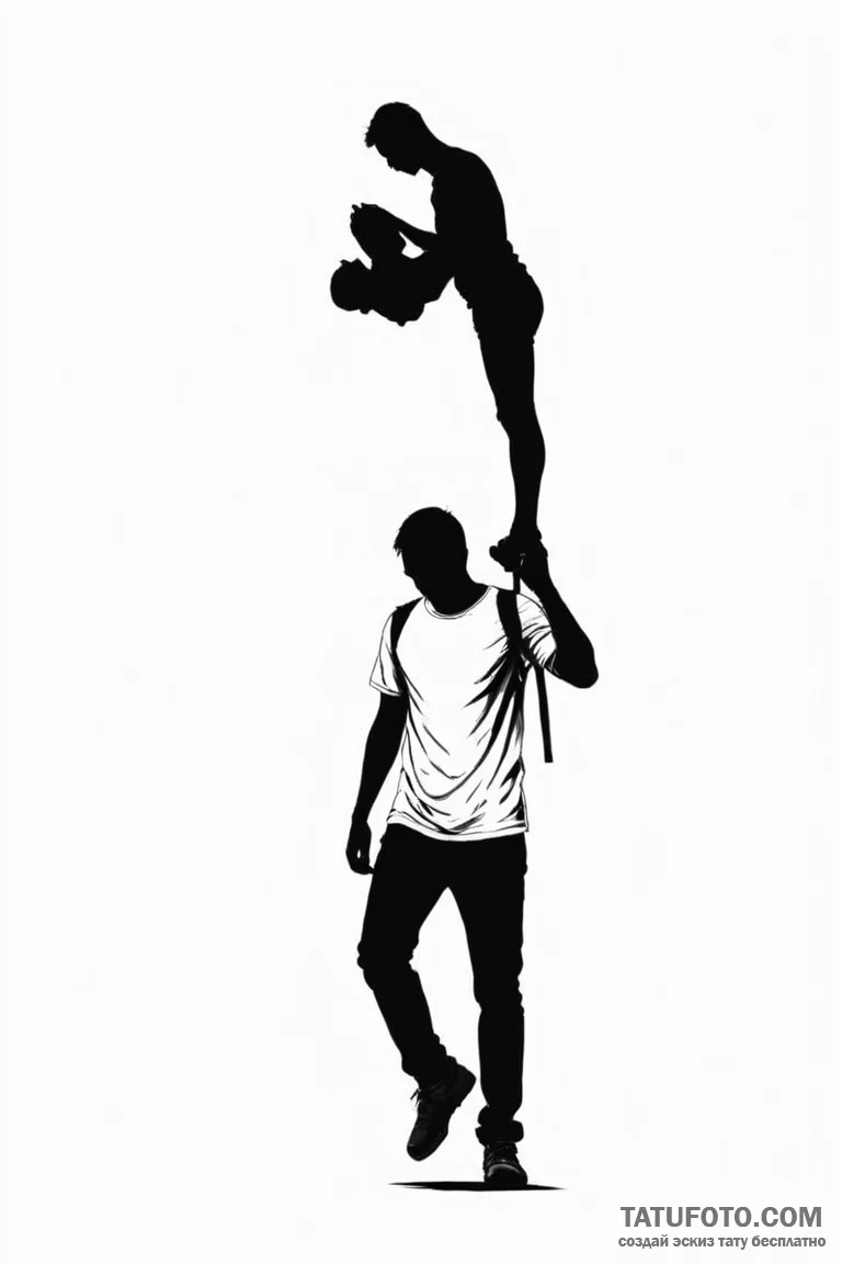 Tattoo design a silhouette of a man carrying... - эскиз тату (№1750917331_1, 26.06.2025 05:55) — Tatufoto.com