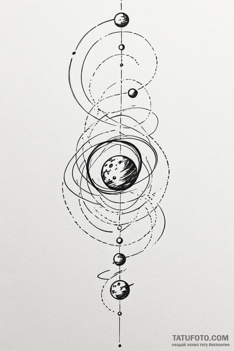 Tattoo sketch a subtle representation of grav... - эскиз тату (№1750919644_0, 26.06.2025 06:34) — Tatufoto.com