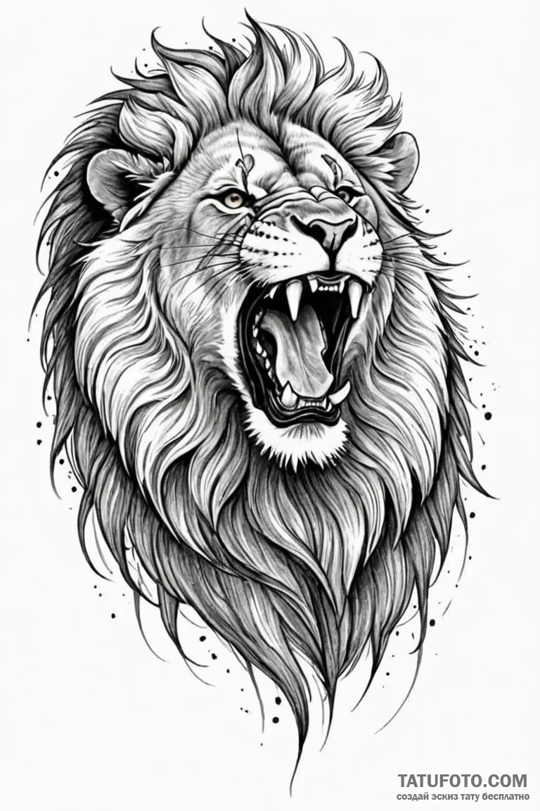 Tattoo sketch a lion roaring after a successf... - эскиз тату (№1750921497_0, 26.06.2025 07:04) — Tatufoto.com