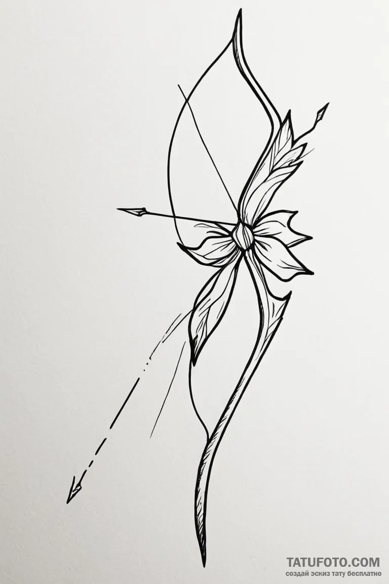 Tattoo design a stylized elven bow with a glo... - эскиз тату (№1750922323_0, 26.06.2025 07:18) — Tatufoto.com