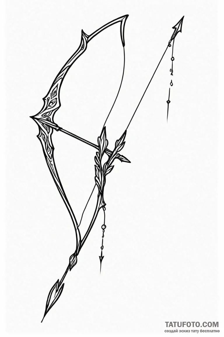 Tattoo design a stylized elven bow with a glo... - эскиз тату (№1750922323_1, 26.06.2025 07:18) — Tatufoto.com