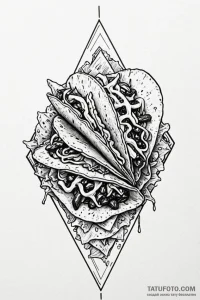 Tattoo sketch a 'taco' on one, 'nachos' on th... - эскиз тату (№1750924100_0, 26.06.2025 07:48) — Tatufoto.com
