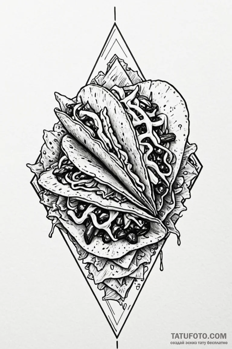 Tattoo sketch a 'taco' on one, 'nachos' on th... - эскиз тату (№1750924100_0, 26.06.2025 07:48) — Tatufoto.com