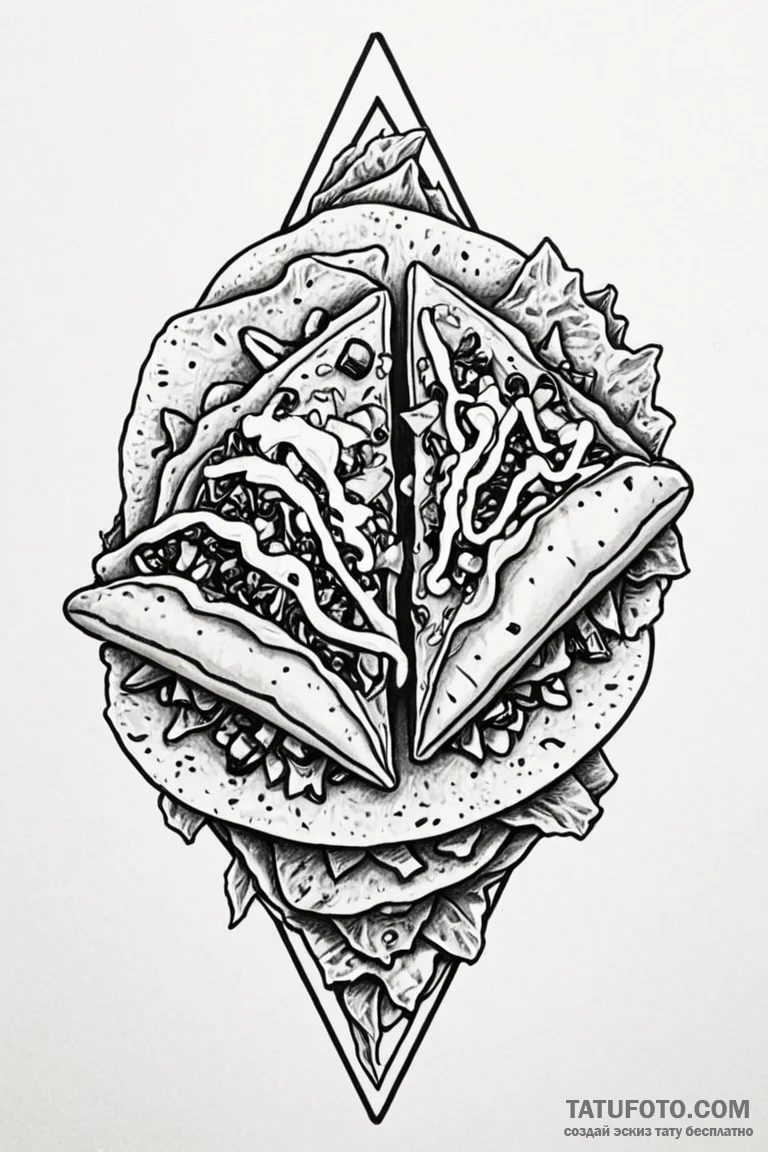Tattoo sketch a 'taco' on one, 'nachos' on th... - эскиз тату (№1750924100_1, 26.06.2025 07:48) — Tatufoto.com