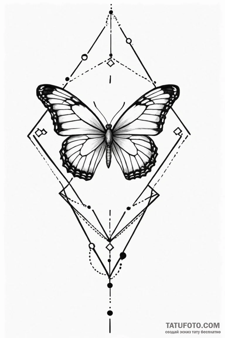 Tattoo design a minimalist geometric butterfl... - эскиз тату (№1750924170_0, 26.06.2025 07:49) — Tatufoto.com