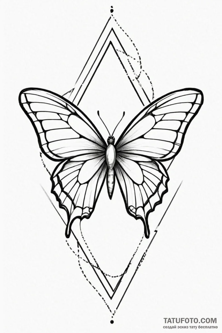 Tattoo design a minimalist geometric butterfl... - эскиз тату (№1750924170_1, 26.06.2025 07:49) — Tatufoto.com